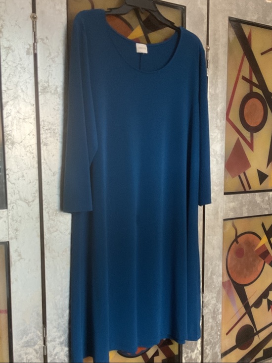 Chico's Dresses & Skirts - Chico's Teal Blue Long-Sleeve Swing Dress